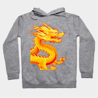 Chinese Golden Dragon on a Lucky Red Background 2: Chinese New Year, Year of the Dragon on a light (Knocked Out) background Hoodie